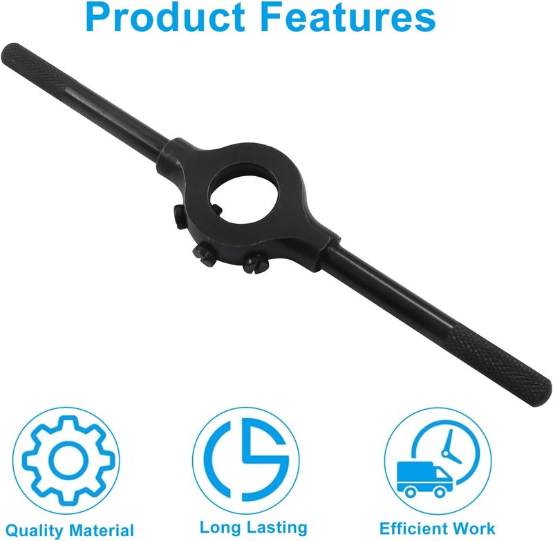 OSVJE 1" Die Round Die Stock Holder, Thread Tap Wrench Steel Body Stock Holder with Additional Screws, Adjustable Removable Handle for Mechanics/Tradespeople - Image 4